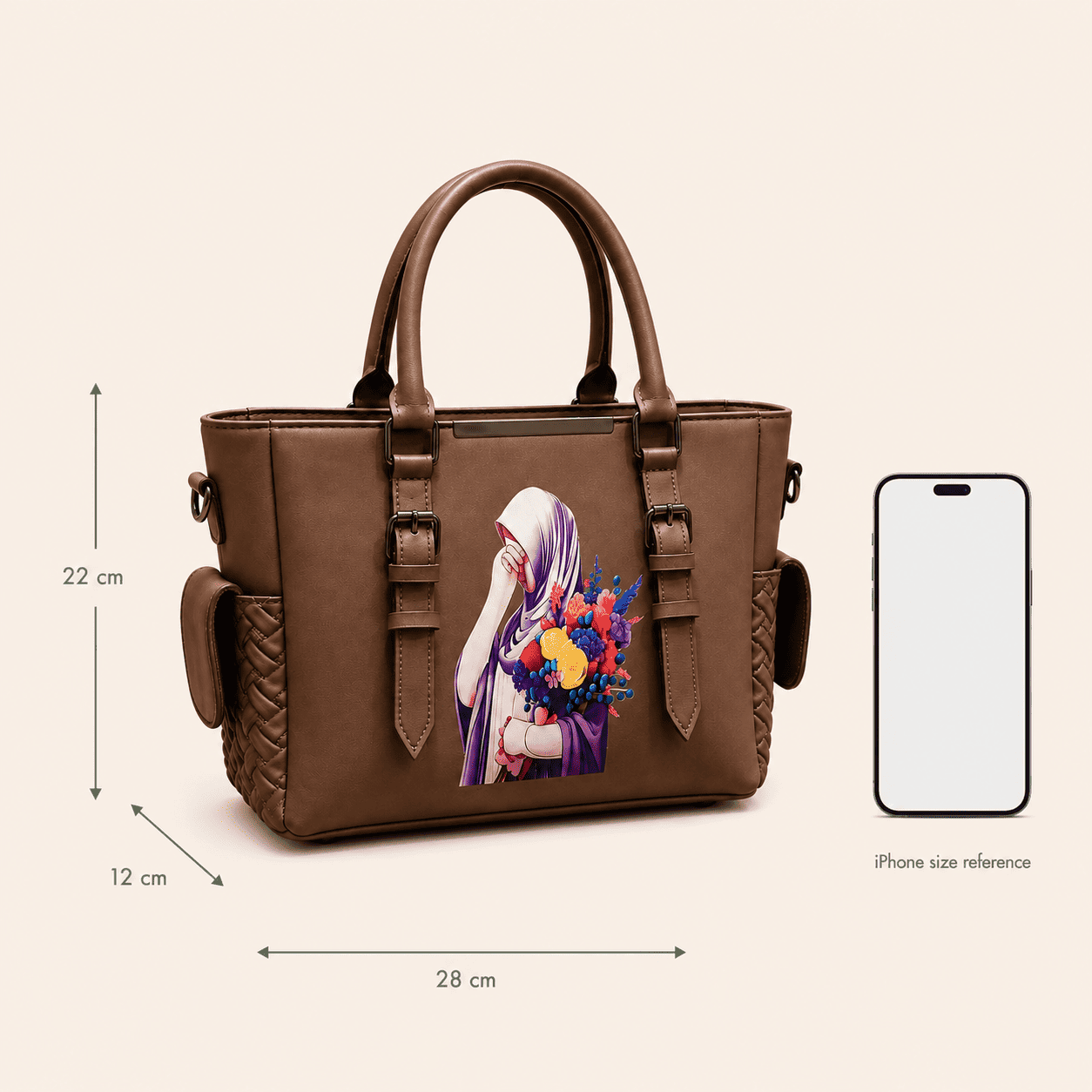 Mocha Graphic Tote Bag - PearMuse