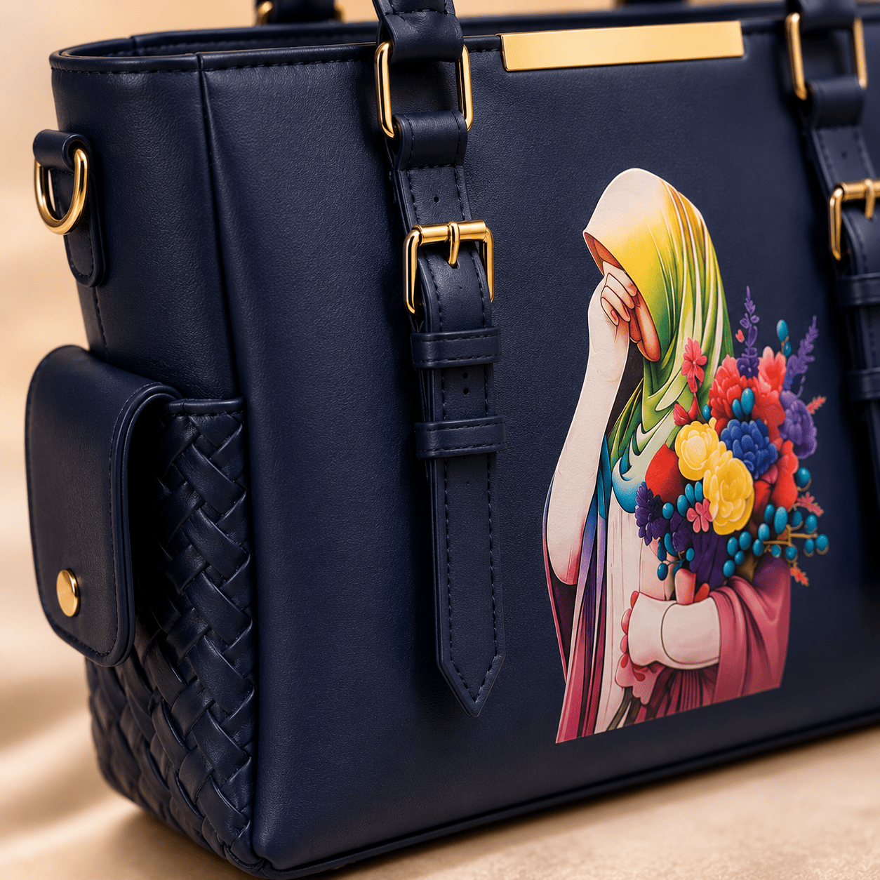 Navy Graphic Tote Bag - PearMuse