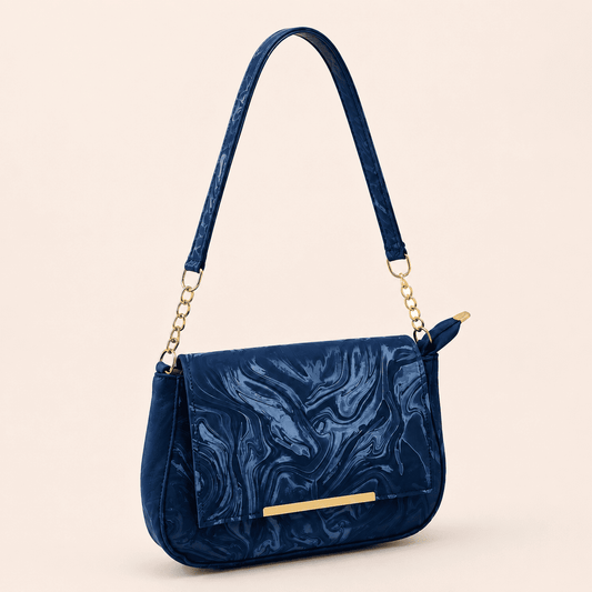 Navy Marble Shoulder Bag - PearMuse