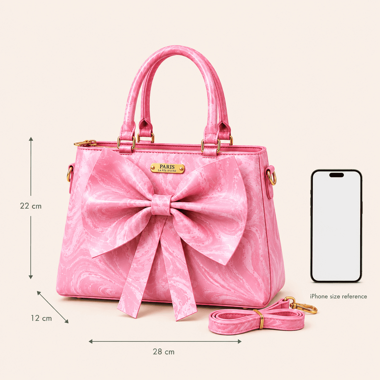 Pink Marble Bow Handbag - PearMuse