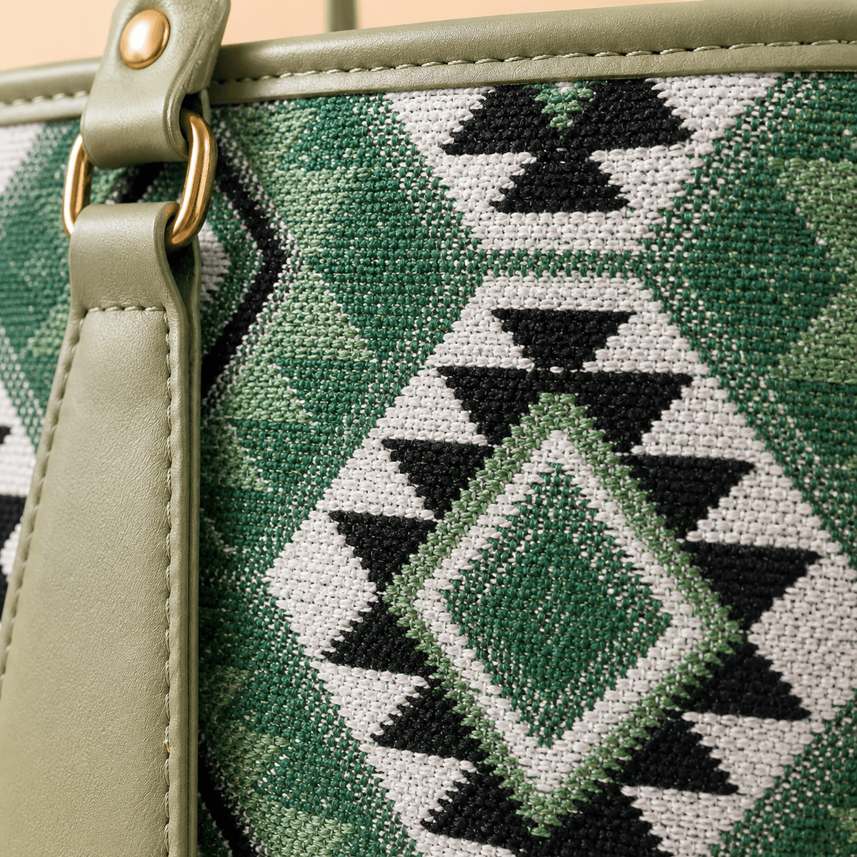 Sage Green Aztec Tote - PearMuse